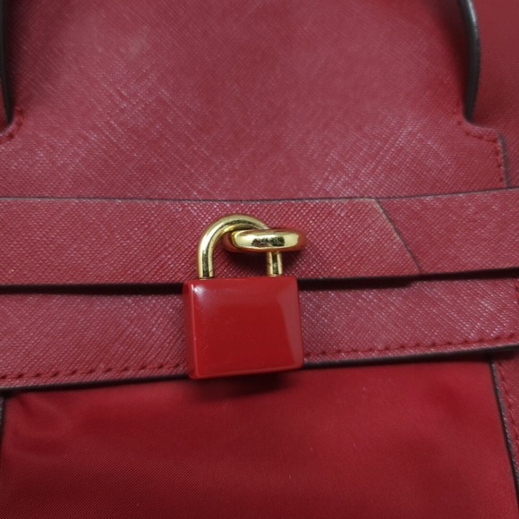 Henri Bendel Womens Backpack Purse Jetsetter Maroon Red Nylon Convertible Travel - Picture 5 of 14